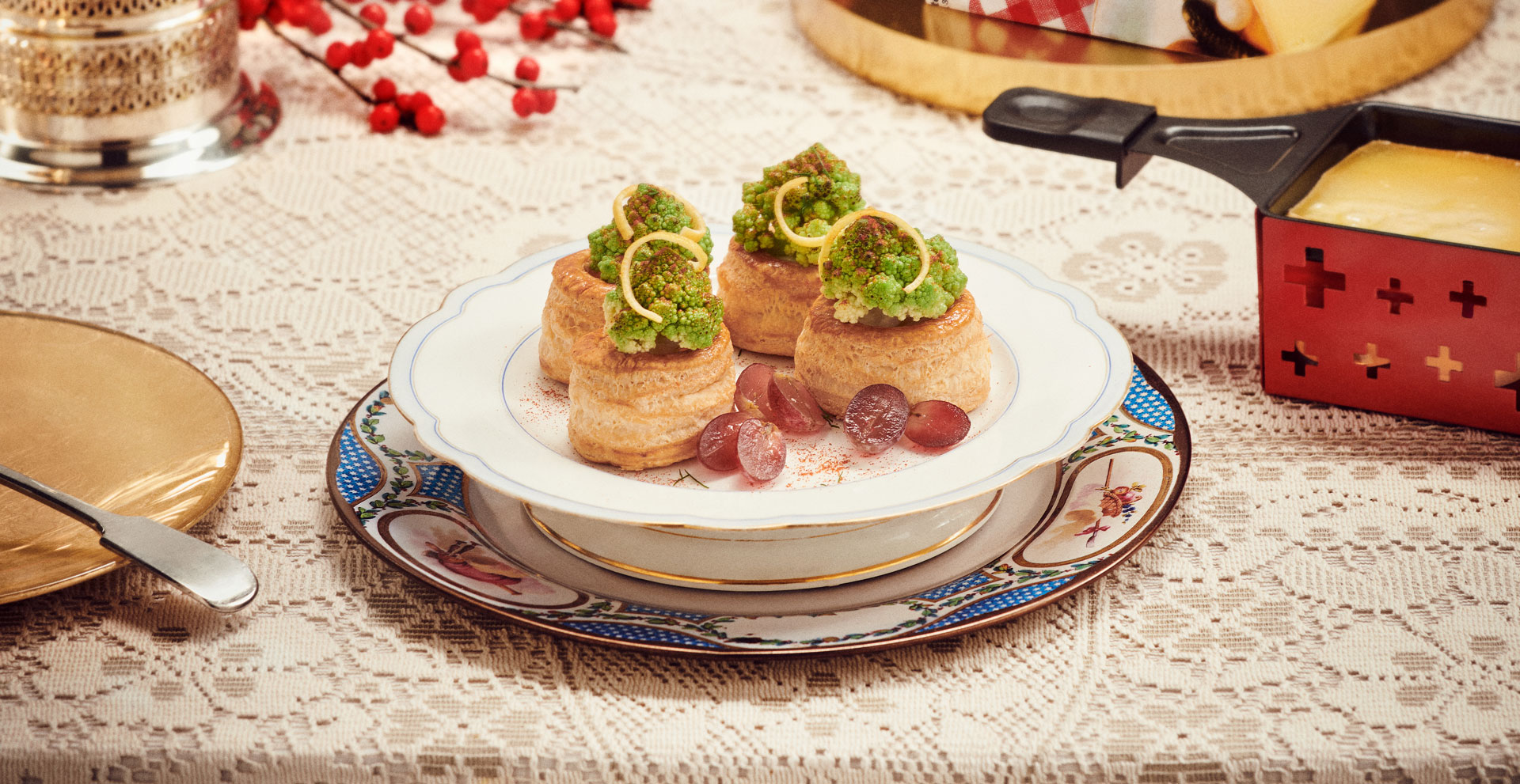 Vol au vent con Raclette Suisse e cavolo romanesco